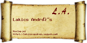 Lakics András névjegykártya